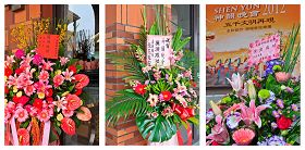 '总统马英九、副总统萧万长;嘉义县长张花冠;立委翁重钧等致赠花篮,祝贺美国神韵艺术团演出成功。'