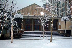 图二：二零一零年冬，中国船舶重工集团公司第七零一研究所礼堂（位于武昌紫阳路268号），礼堂周围和上空布满了光球，明亮闪耀，其中礼堂前树梢上的光球格外耀眼。