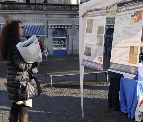 '二零一三年十一月三十日,不少路人在苏黎世Limatquai了解关于法轮功的真相'