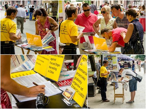 图5-7:大法弟子在西部旅游城市:利沃夫洪法讲真相