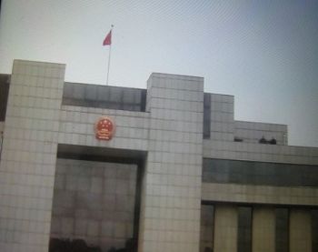 两名警察在法院楼顶上瞭望