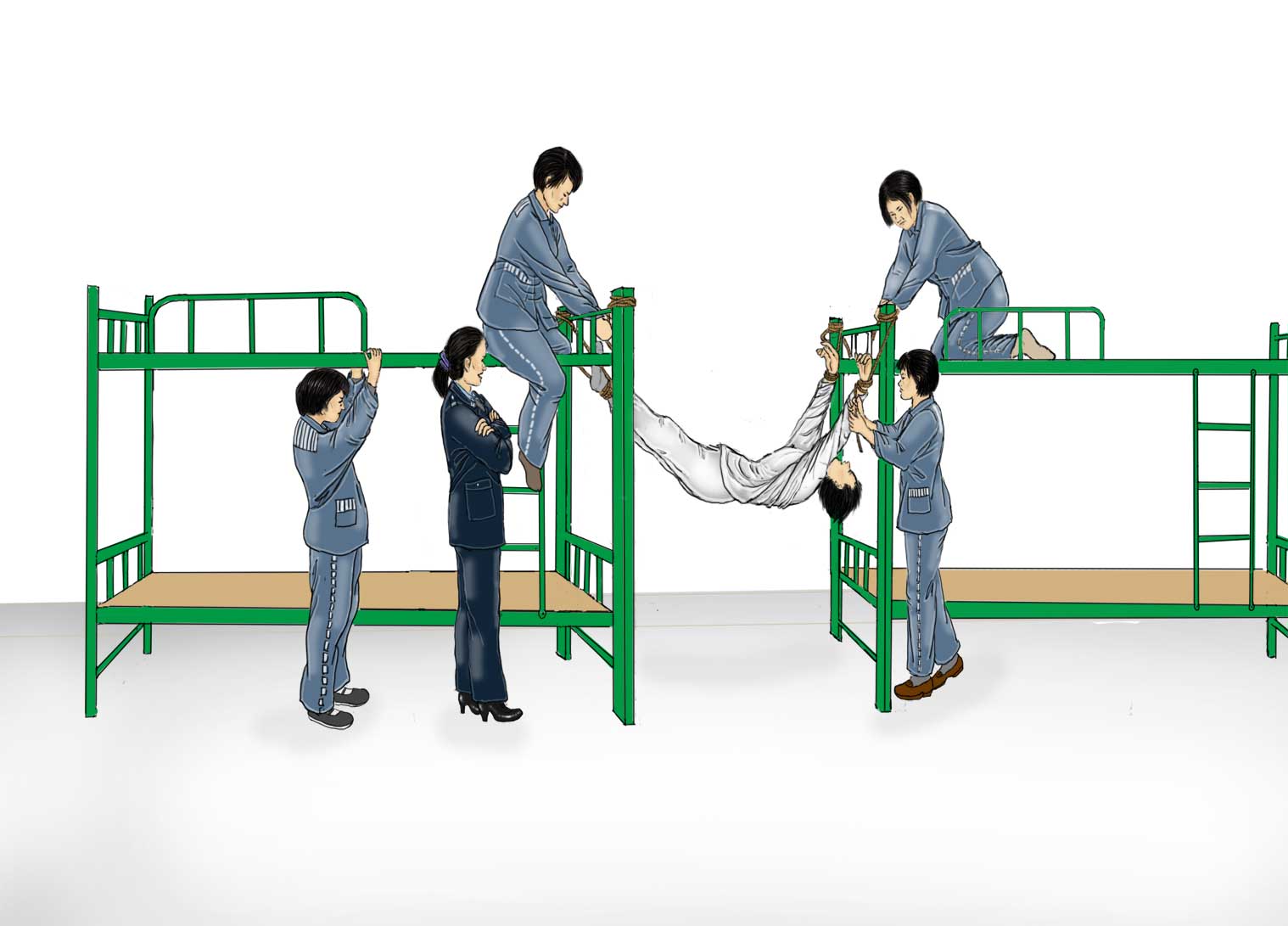 项利杰遭受的上绳酷刑示意图