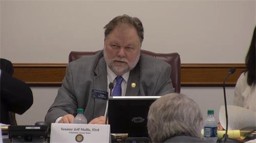 ??年2月14日,美国乔治亚州参议院规则委员会举行关注中共强摘器官的听证会。图为629号决议案发起人、参议院规则委员会主席穆利斯先生。'