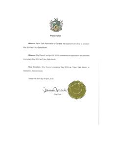 '图13:萨斯喀彻温省萨斯卡通市褒奖法轮大法'