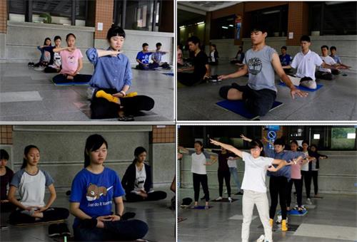 '图3:营队期间集体炼功'