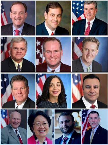 '图1:十三位给世界法轮大法日褒奖的纽约联邦、州、市镇官员。从左至右,从上至下:'