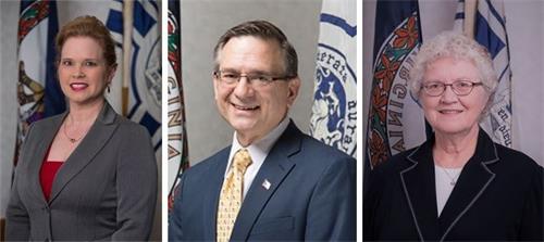 '图6:在决议案表决时发言的部份市议员。从左到右:斯汤顿市市长安德里亚‧奥克斯(Mayor Andrea Oakes)女士;斯汤顿市副市长马克‧罗宾逊(Vice Mayor Mark Robinson)先生;决议案的发起人、市议员卡罗琳‧杜尔(Councilwoman Carolyn Dull)女士。'