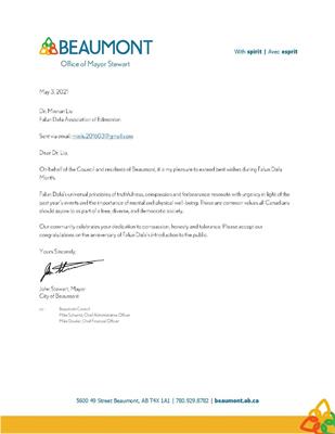 '图9:博蒙特市市长John Stewart的贺信'