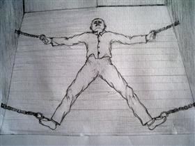 '中共酷刑示意图:上大挂'