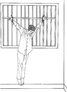 '中共酷刑示意图:吊铐'