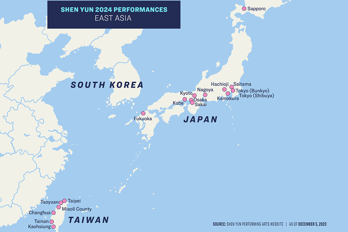图9:在亚洲,神韵将到访日本和台湾共十七个城市演出。(大<span style='max-width:0px!important;margin-left:-4px;color:#eee!important;'>.</span>纪<span style='max-width:0px!important;margin-left:-4px;color:#eee!important;'>.</span>元<span style='max-width:0px!important;margin-left:-4px;color:#eee!important;'>;</span>)