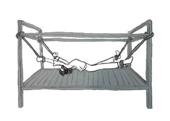 '酷刑示意图:抻床(“五马分尸”)'