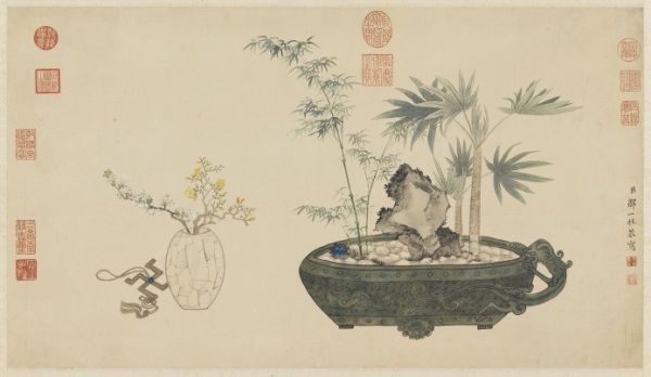 '清 邹一桂《盎春生意·轴》。(台北故宫博物院)'