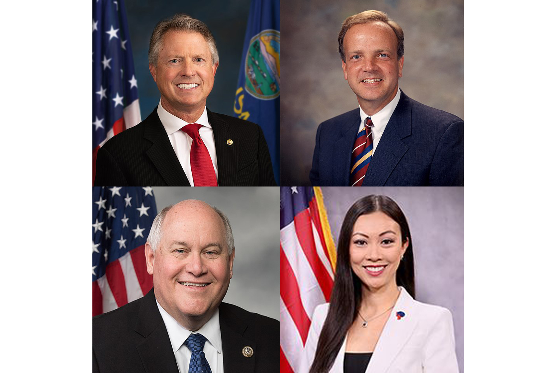 图16:美国联邦参议员罗杰·马歇尔(Roger W. Marshall)(左上)、联邦参议员杰里·莫兰(Jerry Moran)(右上)、联邦众议员罗恩·埃斯蒂斯(Ron Estes)(左下)和威奇托市市长吴莉莉(Lily Wu)(右下)致贺信,欢迎神韵艺术团莅临威奇托市。(大<span style='max-width:0px!important;margin-left:-4px;color:#eee!important;'>.</span>纪<span style='max-width:0px!important;margin-left:-4px;color:#eee!important;'>.</span>元<span style='max-width:0px!important;margin-left:-4px;color:#eee!important;'>;</span>合成图)