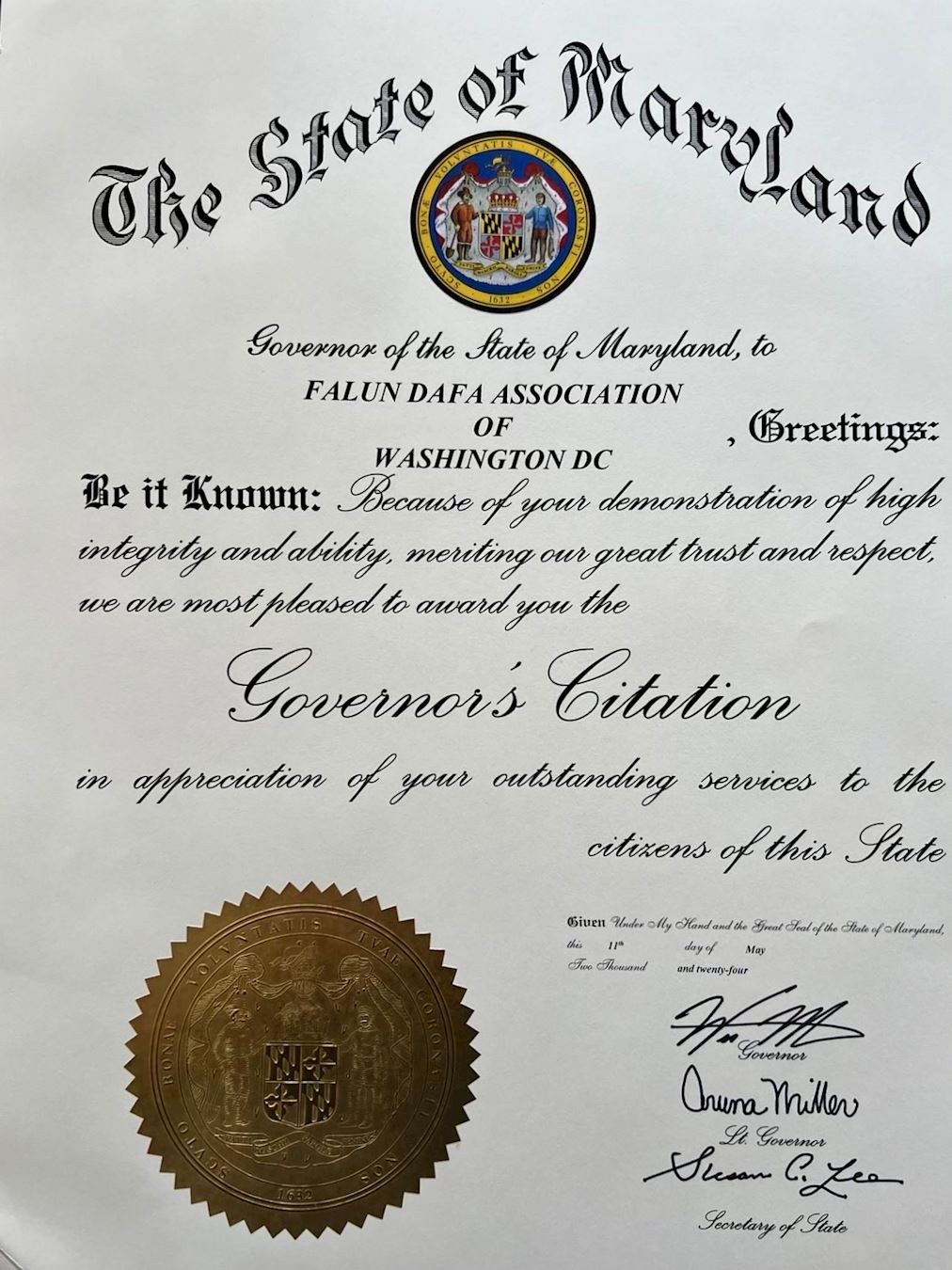 '图2:州长嘉奖令'