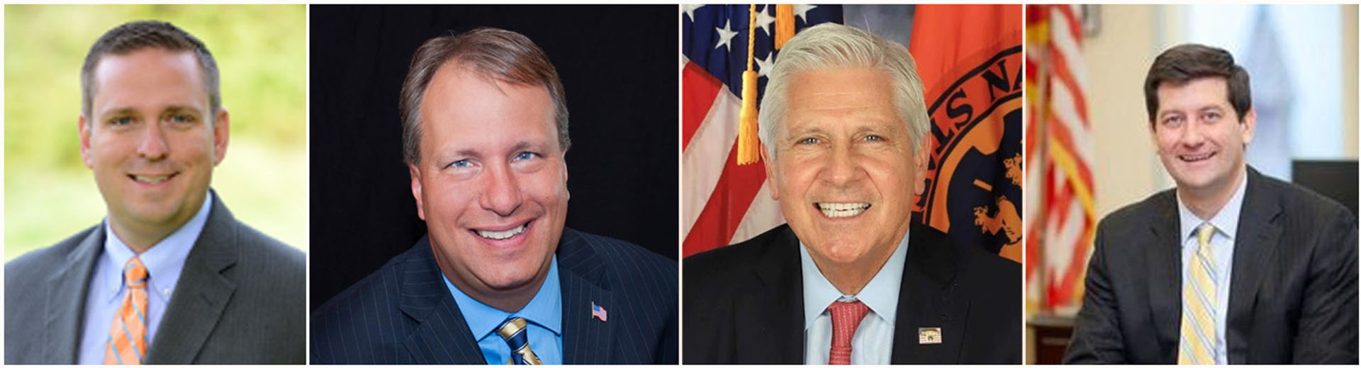 图1:纽约州数位县长和政要发来褒奖恭贺世界法轮大法日。他们是(由左向右):橙县县长史蒂文‧纽豪斯(Steven M. Neuhaus)、橙县地区检察官大卫‧胡夫勒(DAVID M. HOOVLER)、拉萨县县长布鲁斯‧布莱克曼纽豪斯(Bruce A. Blakeman)、伊利县县长马克‧波伦卡兹(Mark C. Poloncarz)。