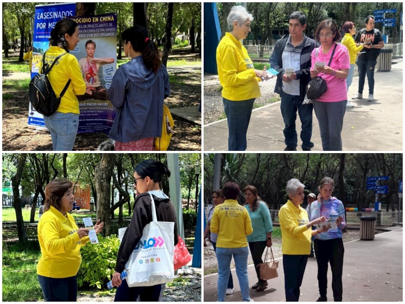 '图9::二零二四年七月二十日,墨西哥法轮功学员在普埃布拉的贝尼托华雷斯公园与民众讲述法轮功真相。'