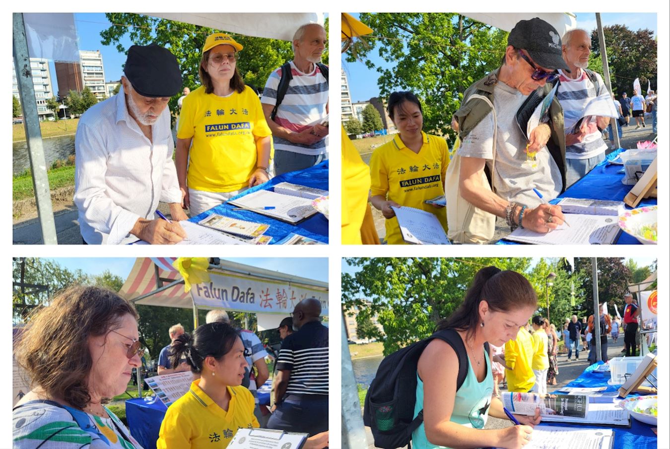 '图8~10:签名反迫害的民众'