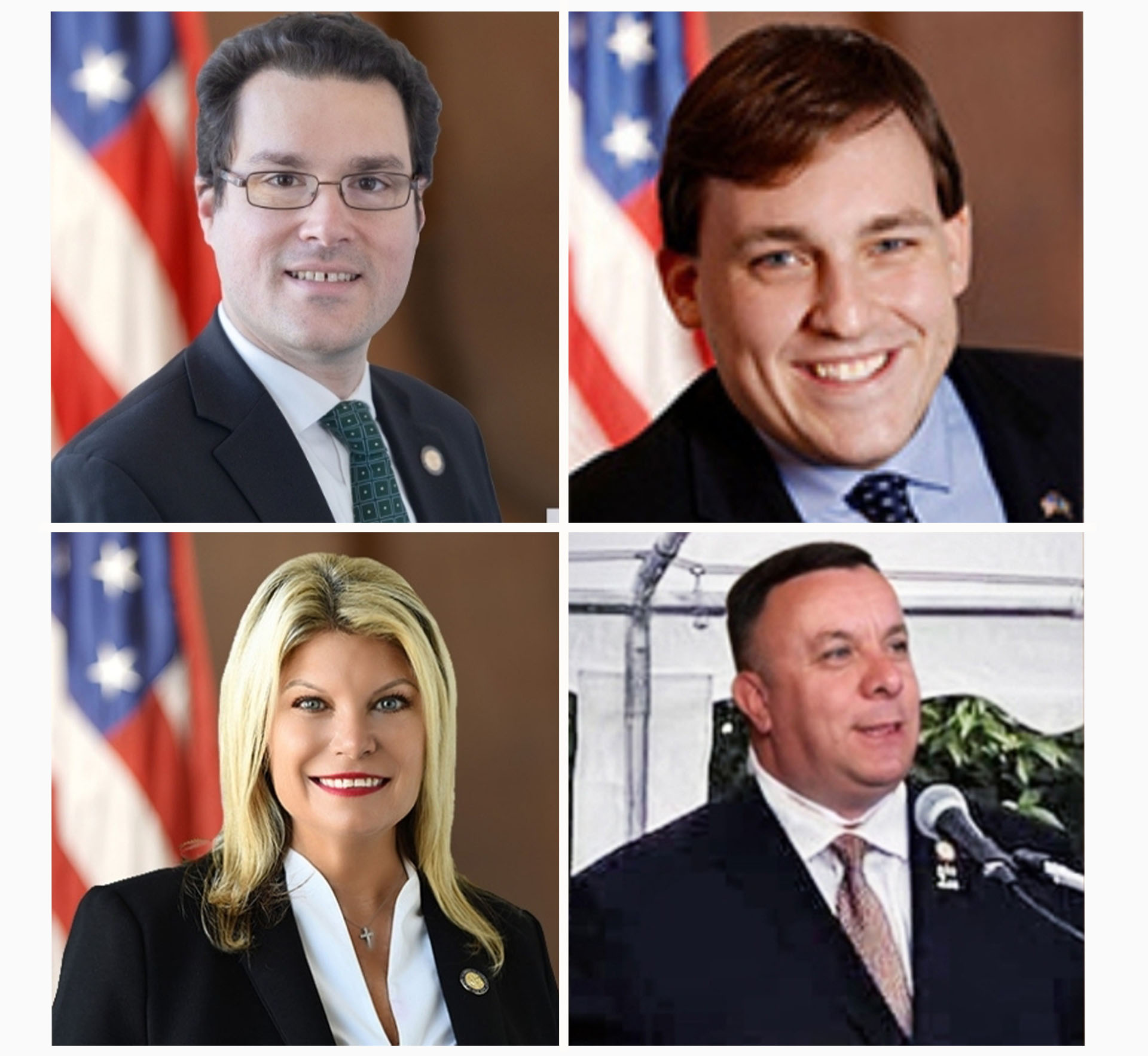 图6:为迎接神韵莅临,纽约州众议会四位众议员联名褒奖。上排(从左至右):州众议会第17选区议员约翰·米库林(John K. Mikulin),第5选区议员道格拉斯·史密斯(Douglas M. Smith);下排:第2选区议员乔迪·吉利奥(Jodi Giglio),第98选区议员卡尔·布拉贝内克(Karl A. Brabenec)。(大<span style='max-width:0px!important;margin-left:-4px;color:#eee!important;'>.</span>纪<span style='max-width:0px!important;margin-left:-4px;color:#eee!important;'>.</span>元<span style='max-width:0px!important;margin-left:-4px;color:#eee!important;'>;</span>合成)