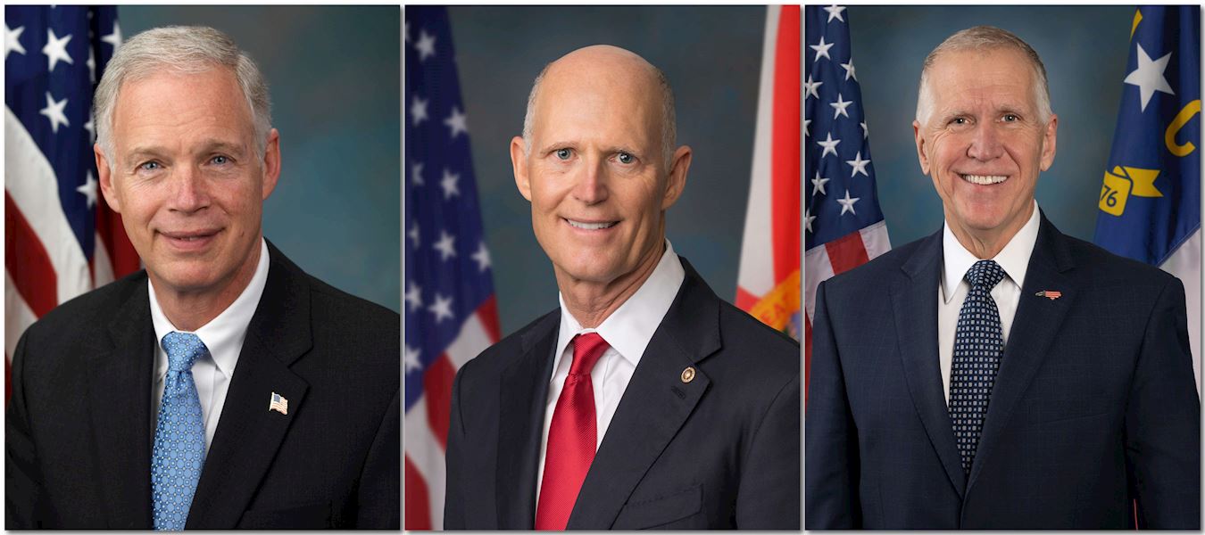 '图2:参议院《法轮功保护法案》共同提案人(从左至右):威斯康辛州共和党参议员罗恩‧约翰逊(Ron Johnson)、佛罗里达州共和党参议员里克‧斯科特(Rick Scott)、北卡罗来纳州共和党参议员汤姆‧蒂利斯(Thom Tillis)'