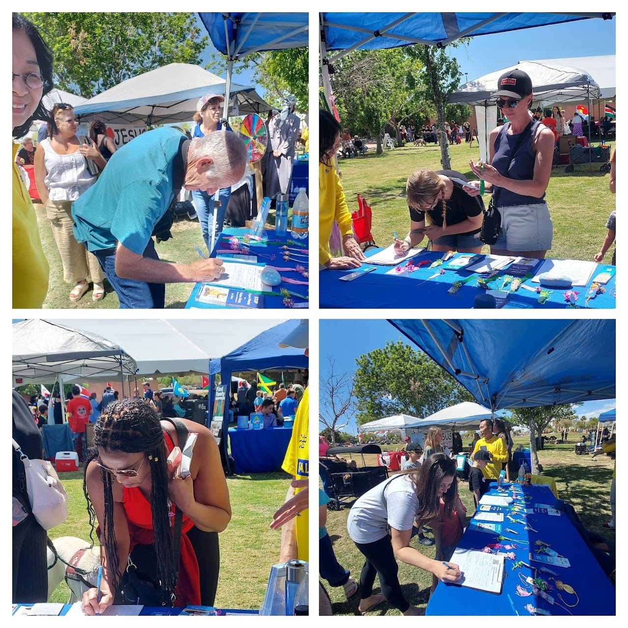 图7:人们签署支持法轮功反迫害请愿书