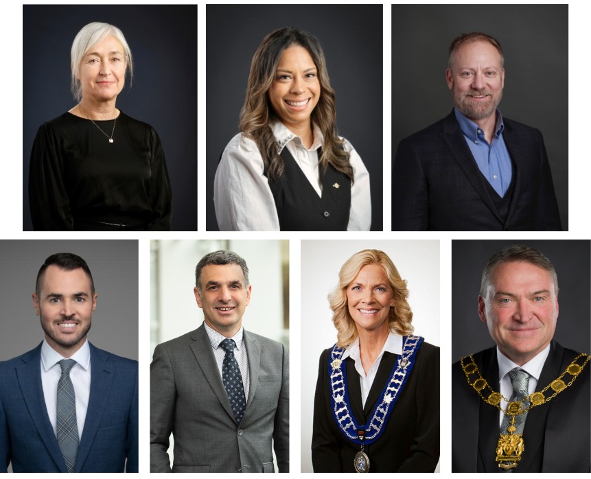 图12:在加拿大温哥华二零二五神韵演出前夕,卑诗省多位省议员和市长致函迎贺。上排从左至右:省议员安娜·金迪(Anna Kindy),省议员雷安·加斯珀(Reann Gasper),省议员布莱恩·泰珀(Bryan Tepper);上排从左至右:高贵林港(City of Port Coquitlam)市长布拉德··韦斯特(Brad West),新西敏市长帕特里克·约翰斯通(Patrick Johnstone),白石镇(White Rock)市长梅根·奈特(Megan Knight),基洛纳市(Kelowna)市长汤姆·戴亚斯(Tom Dyas)。(明慧网合成)