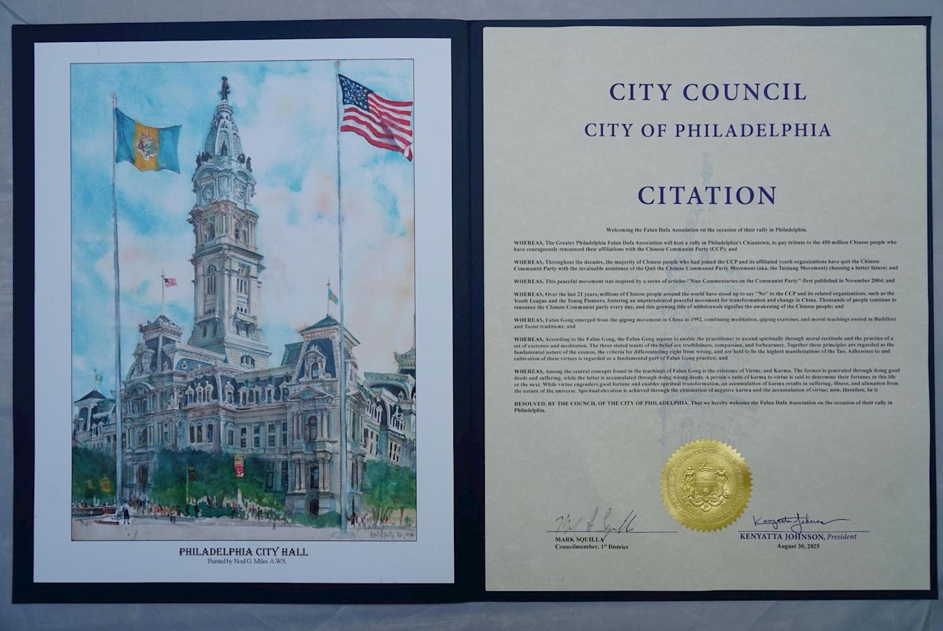 '图7:由市议员马克·斯奎拉(Mark F. Squilla)发起的费城市议会褒奖'